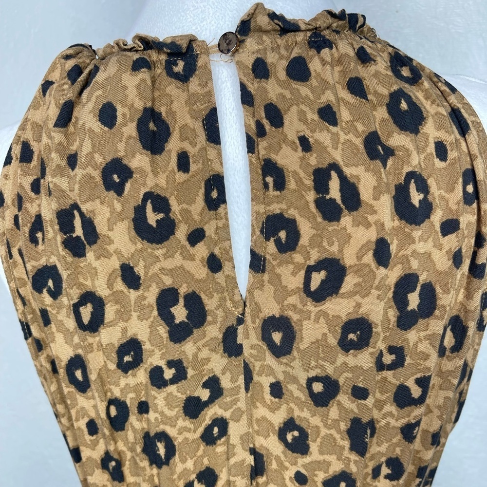 Ava&Viv Animal Print Halter Tie Waist Midi Sundress Boho Tiered Flowy Resort Lg - Picture 11 of 13